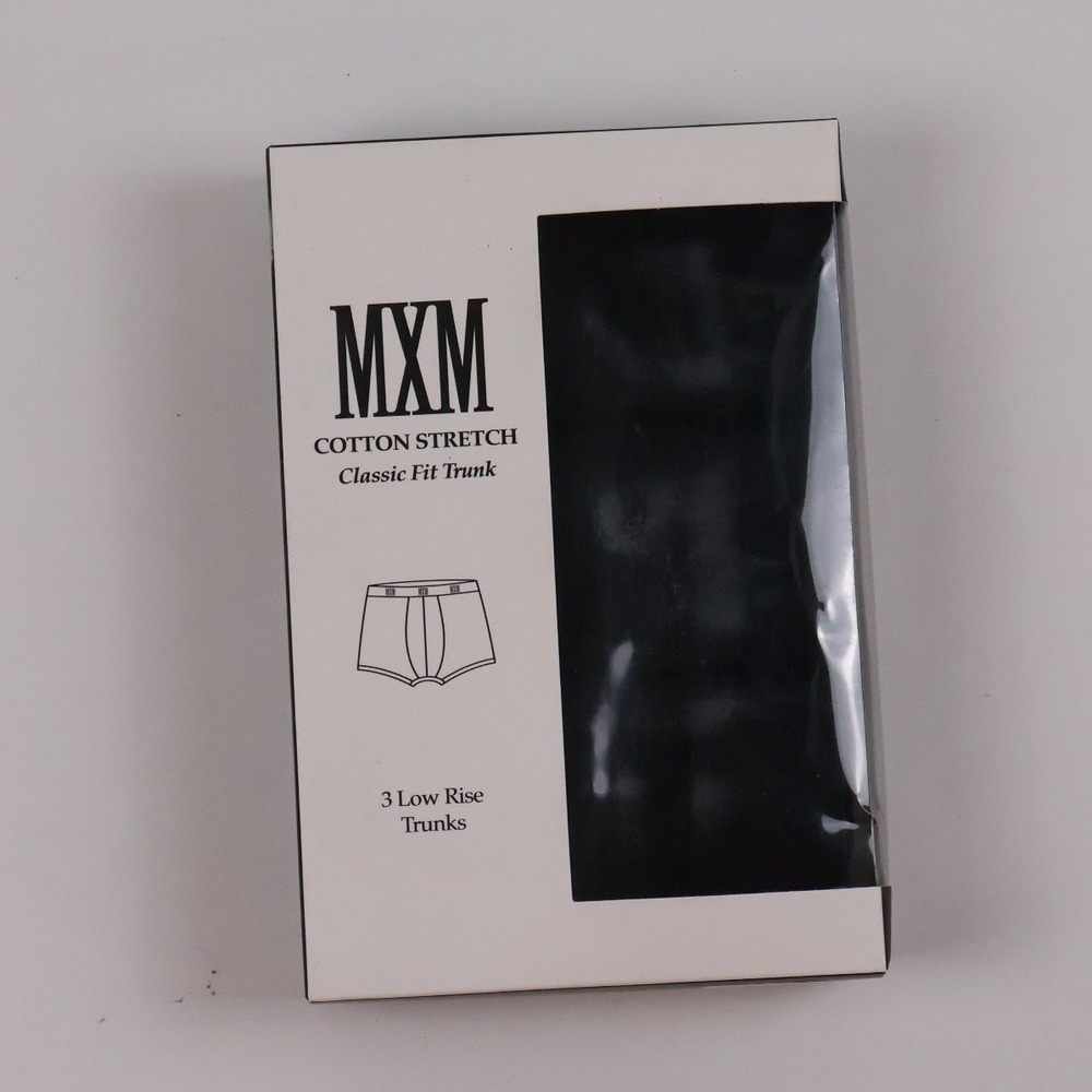 MXM Cotton Stretch Classic Fit Trunk Black Solid 3-Pack Large NWT